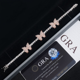 GL Butterfly Iced Out 925 Silver VVS Moissanite Bracelet Tennis Chain