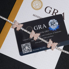 GL Butterfly Iced Out 925 Silver VVS Moissanite Bracelet Tennis Chain