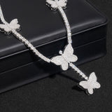 GL Butterfly S925 Silver Moissanite Diamond Tennis Necklace