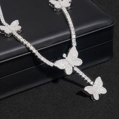 GL Butterfly S925 Silver Moissanite Diamond Tennis Necklace