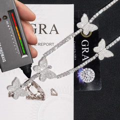 GL Butterfly S925 Silver Moissanite Diamond Tennis Necklace