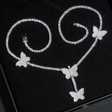 GL Butterfly S925 Silver Moissanite Diamond Tennis Necklace