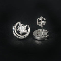 GL Moon Star Shiny Moissanite Diamond Earrings