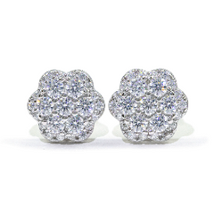 【US 3 Days Delivery】GL 9.2MM Full Moissanite lced Out Flower 16K Gold Plated Stud Earings