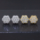 【US 3 Days Delivery】GL 9.2MM Full Moissanite lced Out Flower 16K Gold Plated Stud Earings