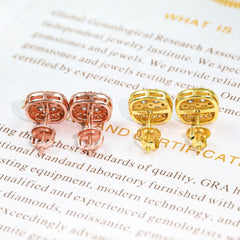 【US 3 Days Delivery】GL 10MM Mico Paved Full Moissanite lced Out Cushion Stud Earings