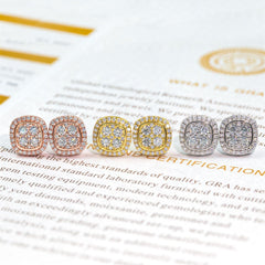 【US 3 Days Delivery】GL 10MM Mico Paved Full Moissanite lced Out Cushion Stud Earings