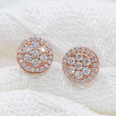 【US 3 Days Delivery】GL 10MM Mico Paved Full Moissanite lced Out Round Stud Earings