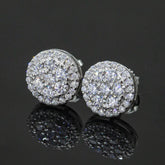 【US 3 Days Delivery】GL 10MM Mico Paved Full Moissanite lced Out Round Stud Earings