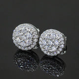 【US 3 Days Delivery】GL 10MM Mico Paved Full Moissanite lced Out  Round Stud Earings