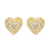 【US 3 Days Delivery】GL 10MM Micro Paved Moissanite lced Out Heart Stud Earings