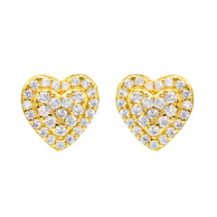 【US 3 Days Delivery】GL 10MM Micro Paved Moissanite lced Out Heart Stud Earings