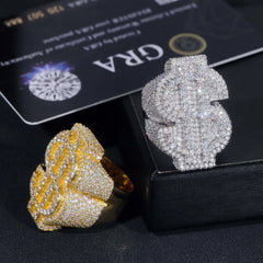 GL Money Sign $ Moissanite Diamond Hip Hop Ring