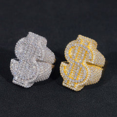GL Money Sign $ Moissanite Diamond Hip Hop Ring