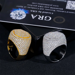 GL Square Round Ice Out Moissanite 925 Sterling Silver Ring