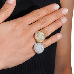 GL Square Round Ice Out Moissanite 925 Sterling Silver Ring