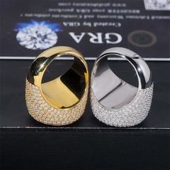 GL Square Round Ice Out Moissanite 925 Sterling Silver Ring