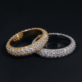 GL 3-Rows Vvs Moissanite Diamond Eternity Ring For Men Solid Silver Hip Hop Ring