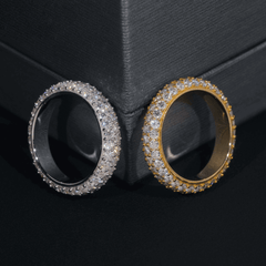 GL 3-Rows Vvs Moissanite Diamond Eternity Ring For Men Solid Silver Hip Hop Ring