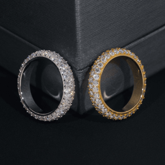 GL 3-Rows Vvs Moissanite Diamond Eternity Ring For Men Solid Silver Hip Hop Ring