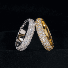 GL 3-Rows Vvs Moissanite Diamond Eternity Ring For Men Solid Silver Hip Hop Ring