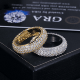 GL 4-Rows Vvs Moissanite Diamond Eternity Ring For Men Silver Hip Hop Ring