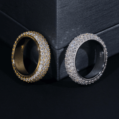 GL 4-Rows Vvs Moissanite Diamond Eternity Ring For Men Silver Hip Hop Ring