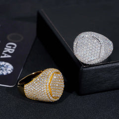 GL Square Round Ice Out Moissanite 925 Sterling Silver Ring