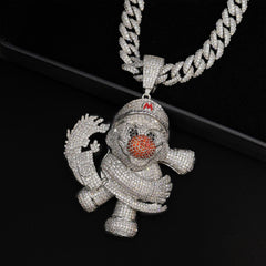 GL Trendy Ttoys Red Nose Clown Full of Diamond Pendant