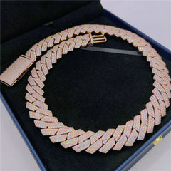 GL 20mm Rows Hip Hop Jewelry Choker VVS Moissanite Iced Out Cuban Link Chain Necklace