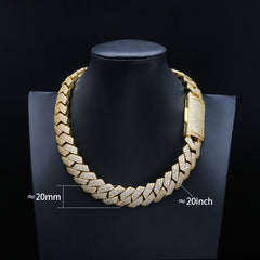 GL 20mm Rows Hip Hop Jewelry Choker VVS Moissanite Iced Out Cuban Link Chain Necklace