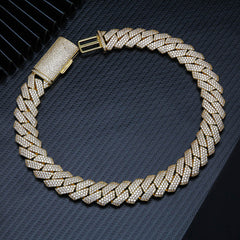 GL 20mm Rows Hip Hop Jewelry Choker VVS Moissanite Iced Out Cuban Link Chain Necklace