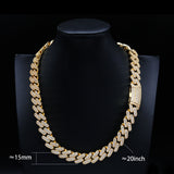 GL 15mm iced out Moissanite Diamond Cuban Miami Link Chain Necklace