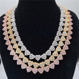 GL Heart Shape Hip Hop Iced Out CZ Baguette Diamond Chain