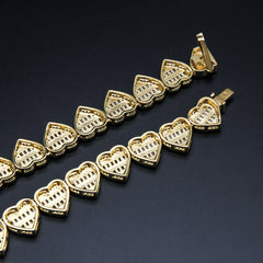 GL Heart Shape Hip Hop Iced Out CZ Baguette Diamond Chain