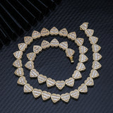 GL Heart Shape Hip Hop Iced Out CZ Baguette Diamond Chain