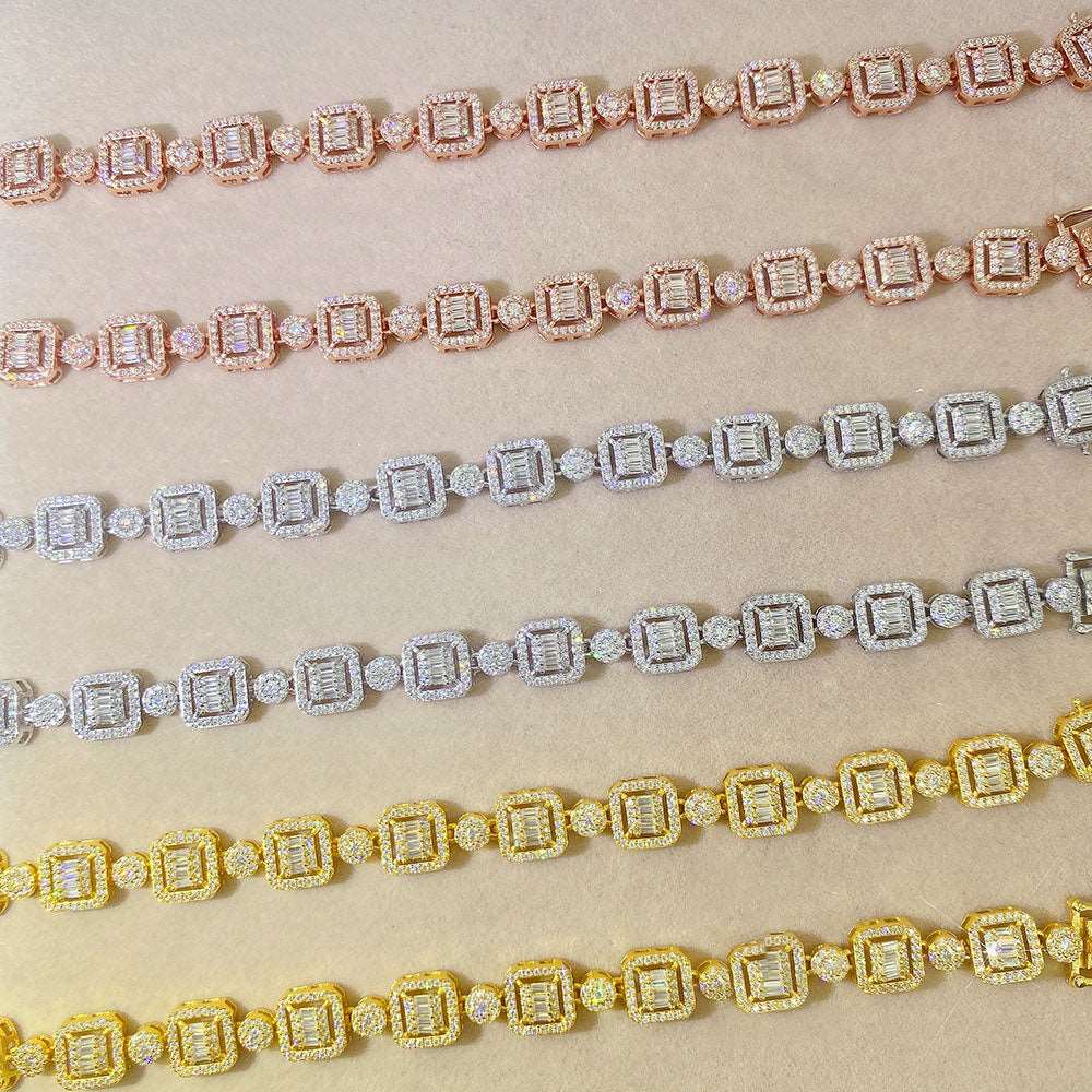 18k gold plated iced out moissanite diamond 925 silver cuban link chain