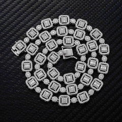 GL 9.5mm 18k Gold Plated Iced Out Moissanite 925 Silver Necklace Link Chain