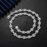 GL 9.5mm 18k Gold Plated Iced Out Moissanite 925 Silver Necklace Link Chain