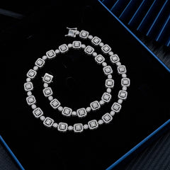 GL 9.5mm 18k Gold Plated Iced Out Moissanite 925 Silver Necklace Link Chain