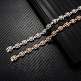 GL 9.5mm 18k Gold Plated Iced Out Moissanite 925 Silver Necklace Link Chain