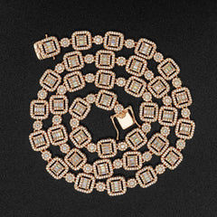 GL 9.5mm 18k Gold Plated Iced Out Moissanite 925 Silver Necklace Link Chain