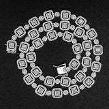 GL 9.5mm 18k Gold Plated Iced Out Moissanite 925 Silver Necklace Link Chain