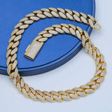 Best 18mm VVS Moissanite Iced Out Diamond Chain Necklace Real Gold Plated 925 Sterling Silver Necklace Miami Cuban Link Chain