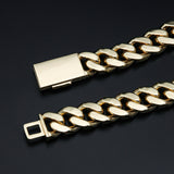 18mm Gold Plated VVS Moissanite Iced Out Diamond Miami Cuban Link Chain Necklace