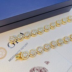 13mm Luxury 925 Silver Iced out VVS Moissanite Cluster Necklace Chain