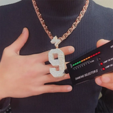 3D Number 9 Iced Out VVS Moissanite Letter Pendant