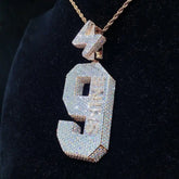 3D Number 9 Iced Out VVS Moissanite Letter Pendant