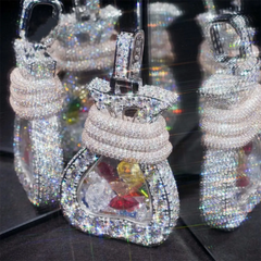 Custom Multiple Fancy Cut VVS Moissanite Moneybag Pendant