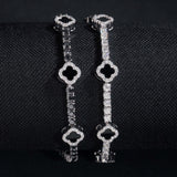 GL Black Onyx Clover 925 Silver Moissanite 3mm Tennis Chain